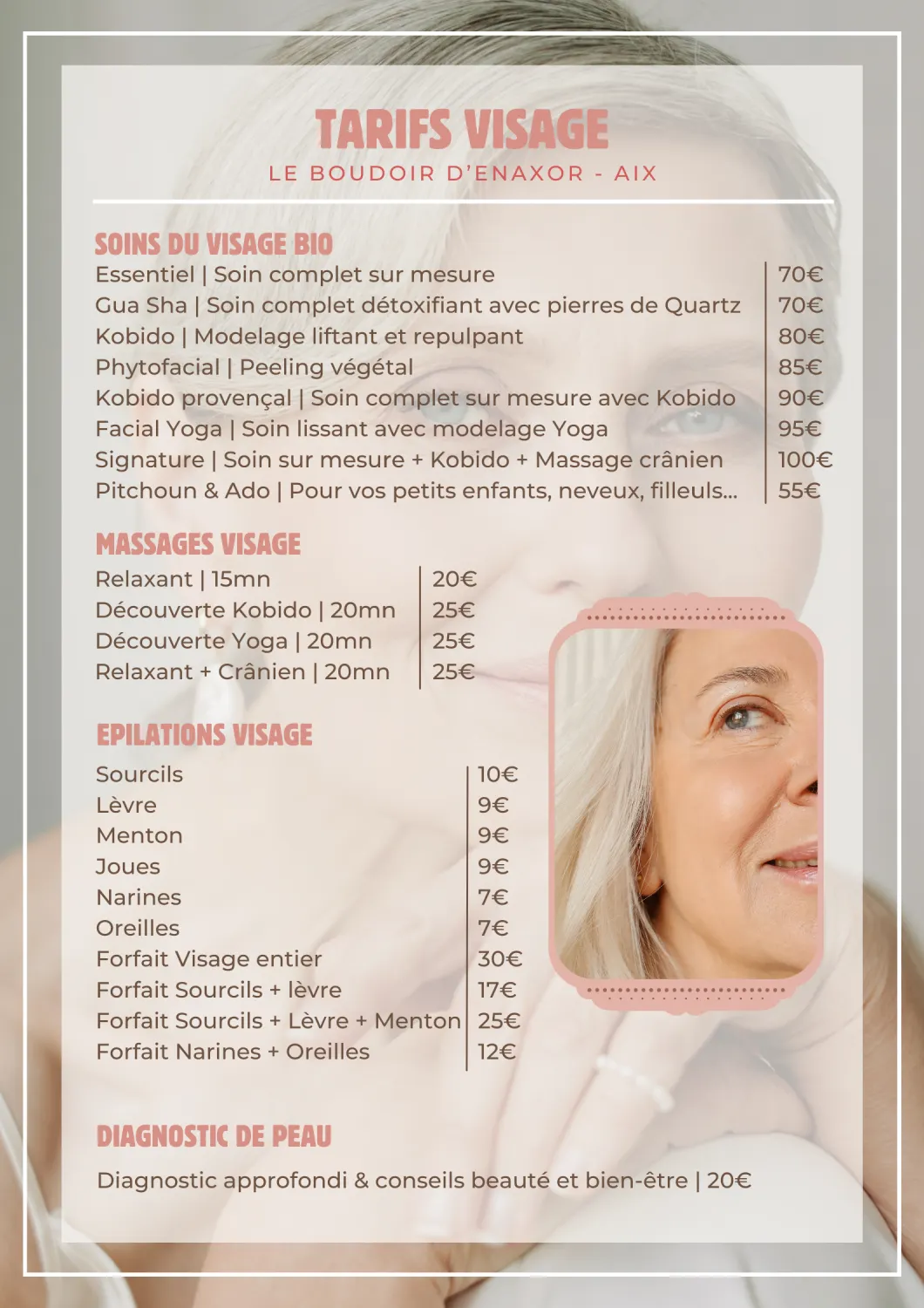 Tarifs visage institut le boudoir d'enaxor Aix-en-Provence Tarifs visage institut le boudoir d'enaxor Aix-en-Provence