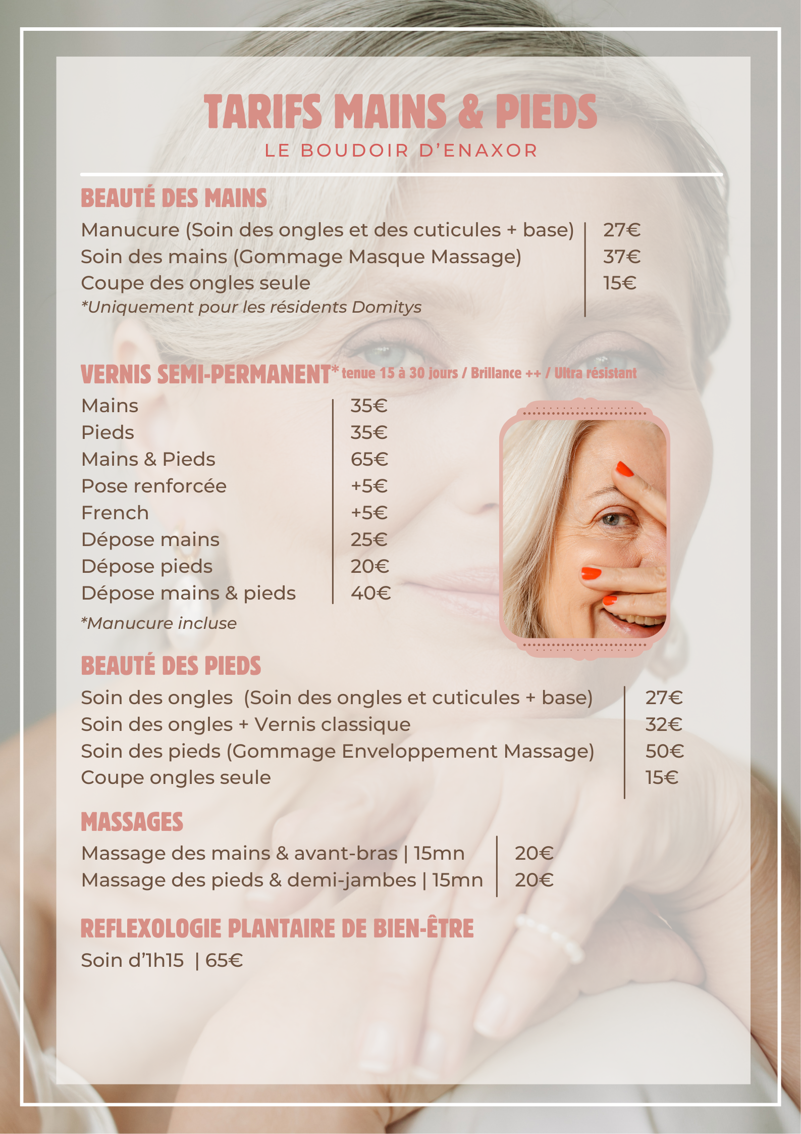 TARIFS AIX MAINS PIEDS Tarifs mains et pieds intitut beauté le boudoir d'enaxor à Aix-en-Provence