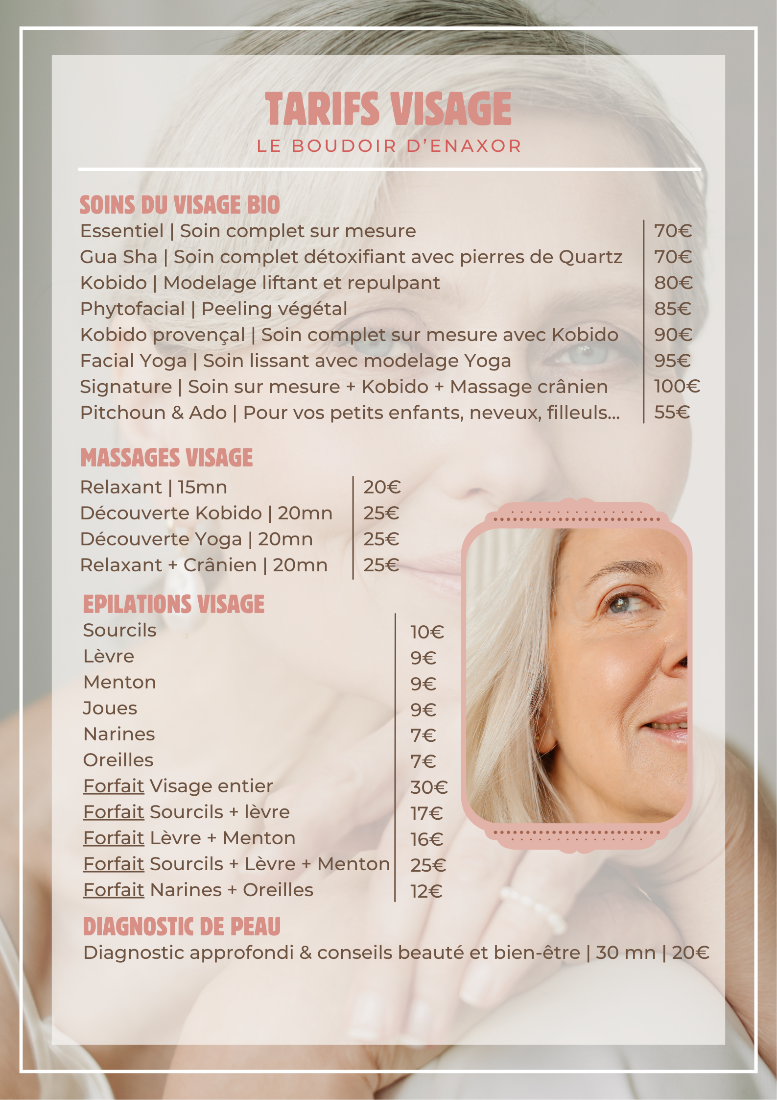 TARIFS AIX VISAGE Tarifs visage institut le boudoir d'enaxor Aix-en-Provence